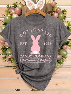 Cottontail Candy Company T-Shirt NWOT Gray